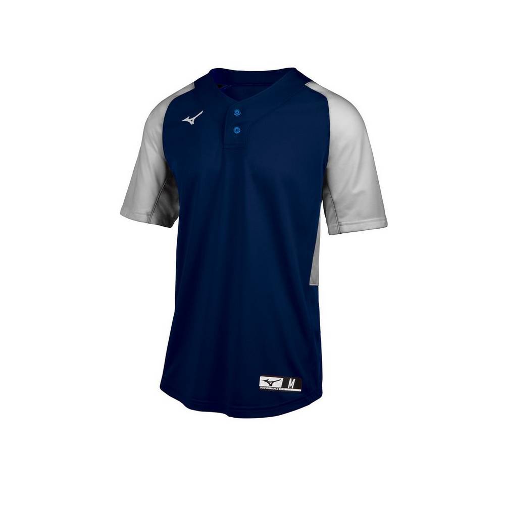 Maglia Mizuno Baseball Aerolite 2-Button Uomo - Blu Marino/Grigie - 23486-DIPJ